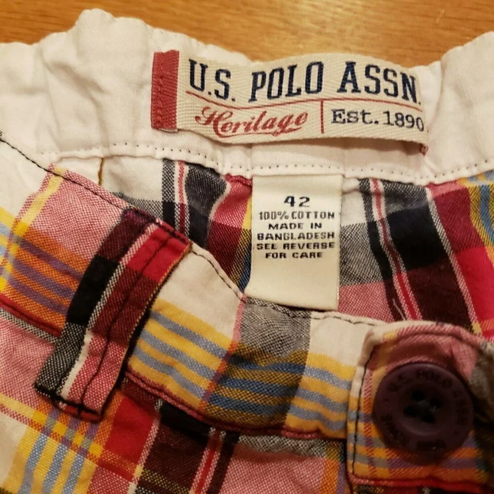 𝅺u.s. Polo Assn. Men's 42 Plaid Board Shorts